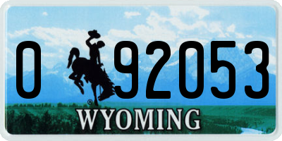 WY license plate 092053