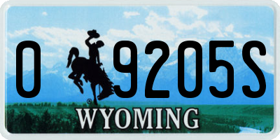 WY license plate 09205S