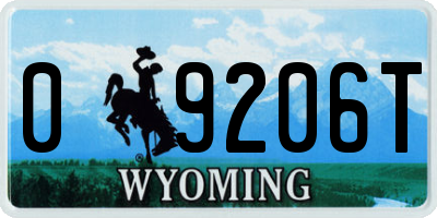 WY license plate 09206T