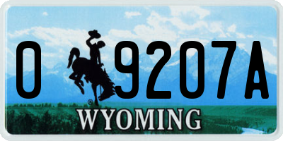 WY license plate 09207A