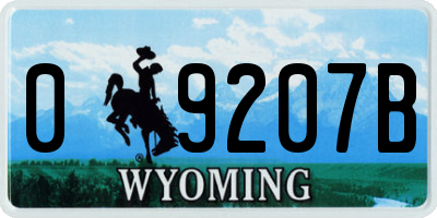 WY license plate 09207B
