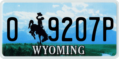WY license plate 09207P