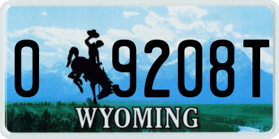 WY license plate 09208T