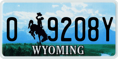 WY license plate 09208Y