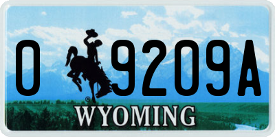 WY license plate 09209A