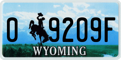 WY license plate 09209F
