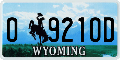WY license plate 09210D