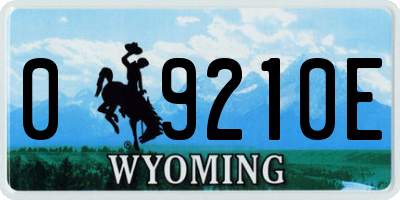 WY license plate 09210E