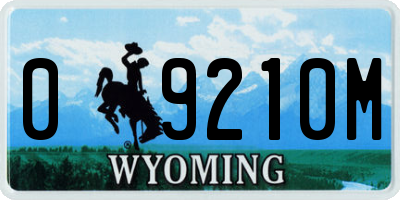 WY license plate 09210M