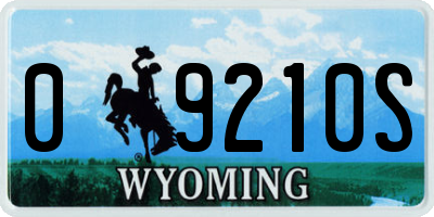 WY license plate 09210S