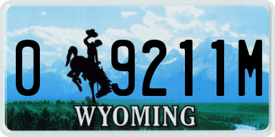 WY license plate 09211M