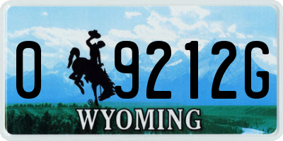 WY license plate 09212G