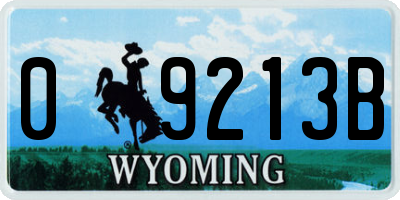 WY license plate 09213B