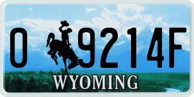 WY license plate 09214F