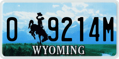 WY license plate 09214M