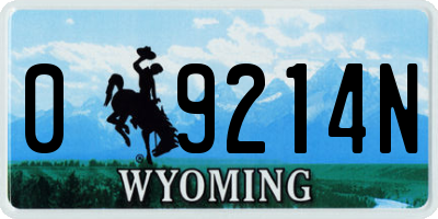 WY license plate 09214N