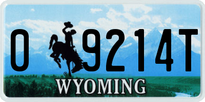 WY license plate 09214T