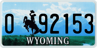 WY license plate 092153