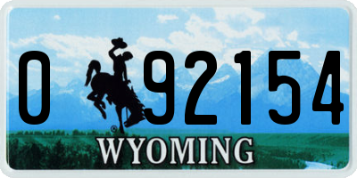 WY license plate 092154
