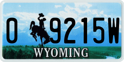 WY license plate 09215W