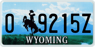 WY license plate 09215Z