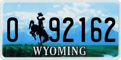 WY license plate 092162