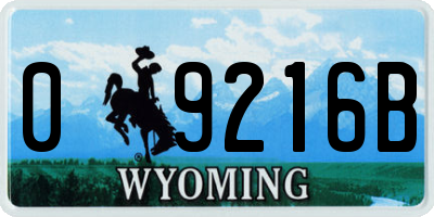 WY license plate 09216B