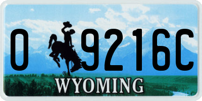 WY license plate 09216C