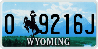 WY license plate 09216J