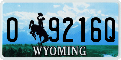 WY license plate 09216Q