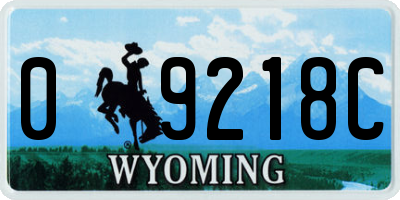 WY license plate 09218C