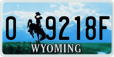 WY license plate 09218F
