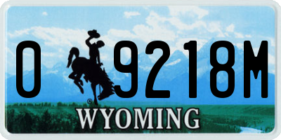 WY license plate 09218M