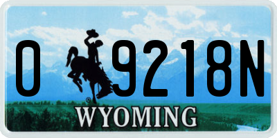 WY license plate 09218N