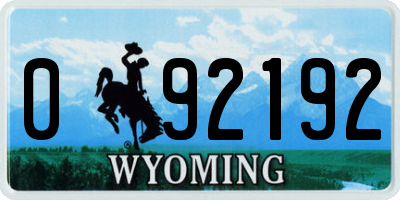 WY license plate 092192