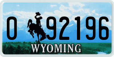 WY license plate 092196