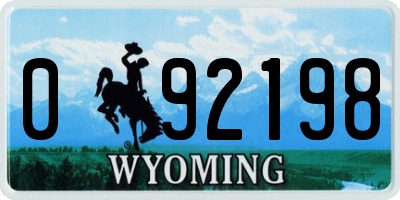 WY license plate 092198