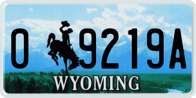 WY license plate 09219A