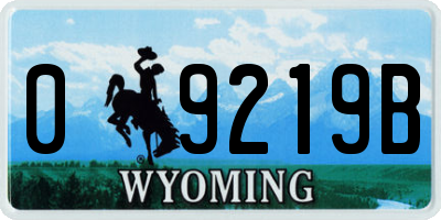 WY license plate 09219B