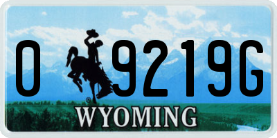 WY license plate 09219G
