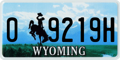 WY license plate 09219H