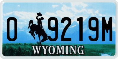 WY license plate 09219M