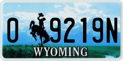 WY license plate 09219N