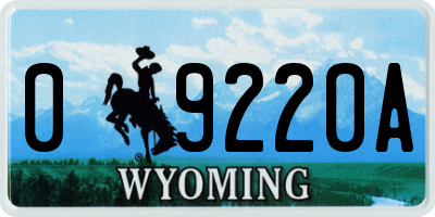 WY license plate 09220A