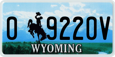 WY license plate 09220V