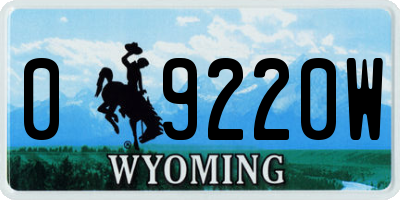WY license plate 09220W