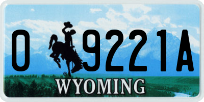 WY license plate 09221A