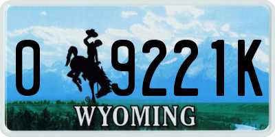 WY license plate 09221K