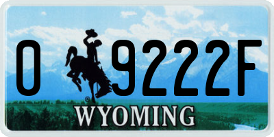 WY license plate 09222F