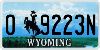 WY license plate 09223N